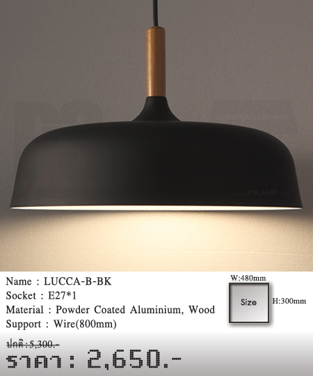 โคมไฟเพดาน โคมไฟห้อย โคมไฟแขวน โคมไฟวินเทจ LUCCA-B-BK